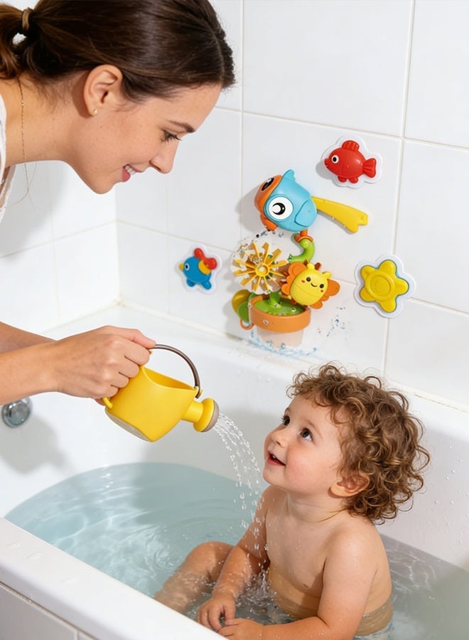 Baby Bath Toy, Toddler Bathtub Toys with Suction Cup, Cartoon Bird Turn Fun Water Shower Sprinkler Toy,  Kids Water Spinner for Tub Pool, Bathtime Bathroom Toys Birthday Gifts for Girls Boys, Bath Toys for Toddler - Image 3